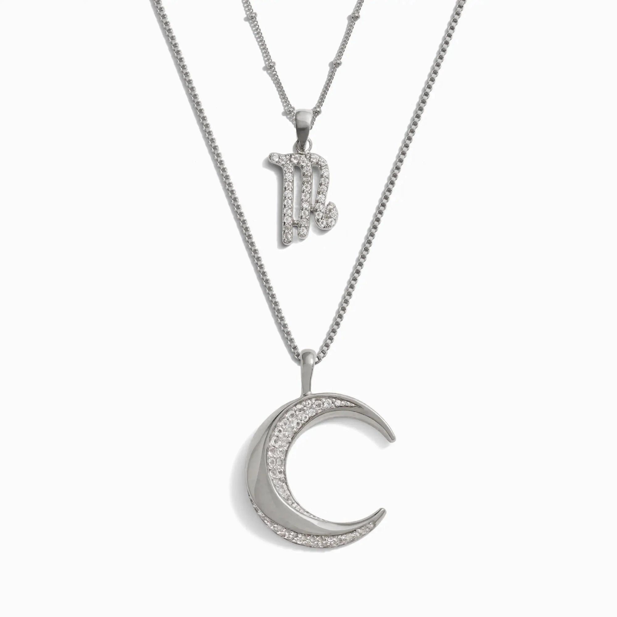 Twisted Moon and Gemstone Zodiac Set | Sterling Silver