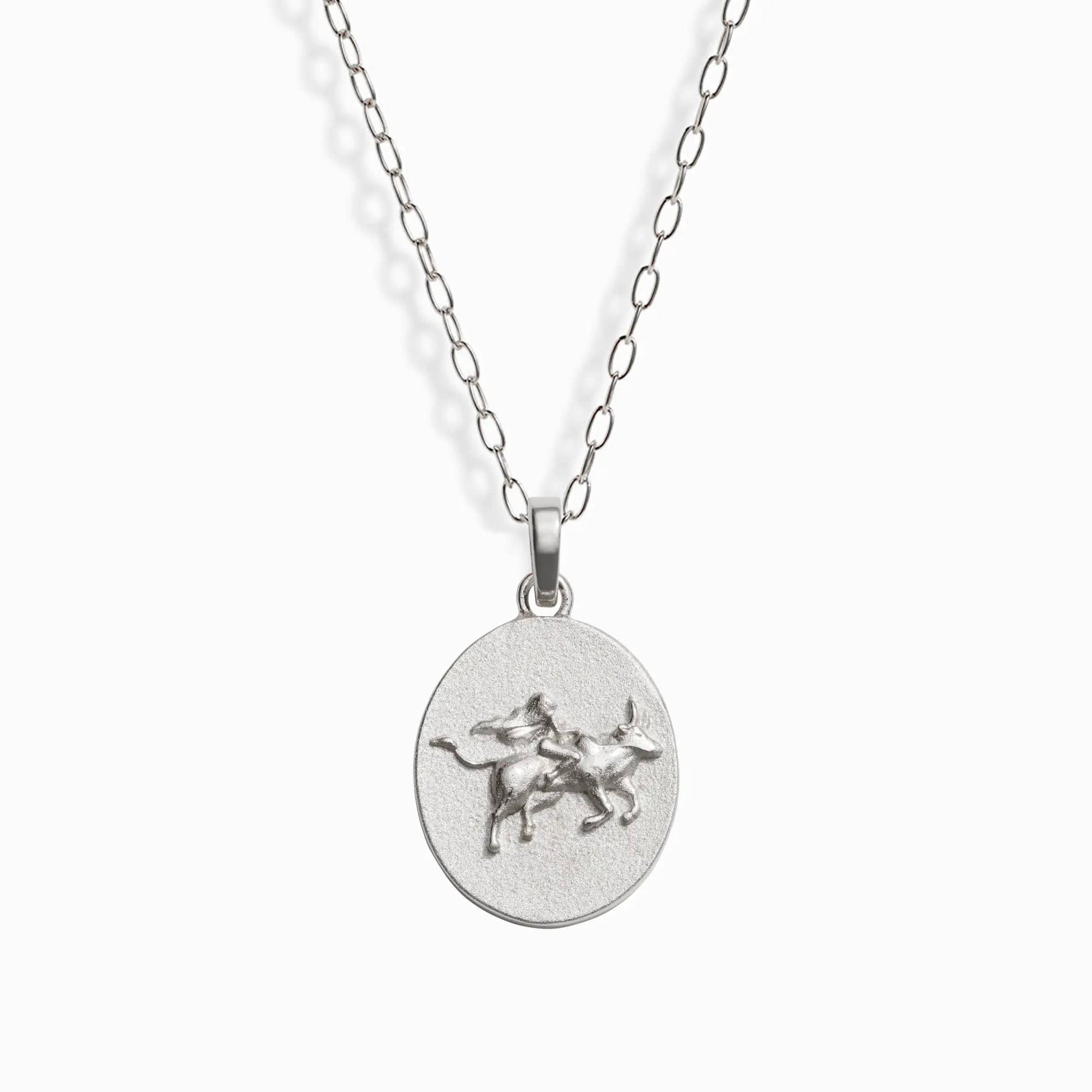 Zodiac Goddess Pendant + Mini Paperclip Chain | Sterling Silver