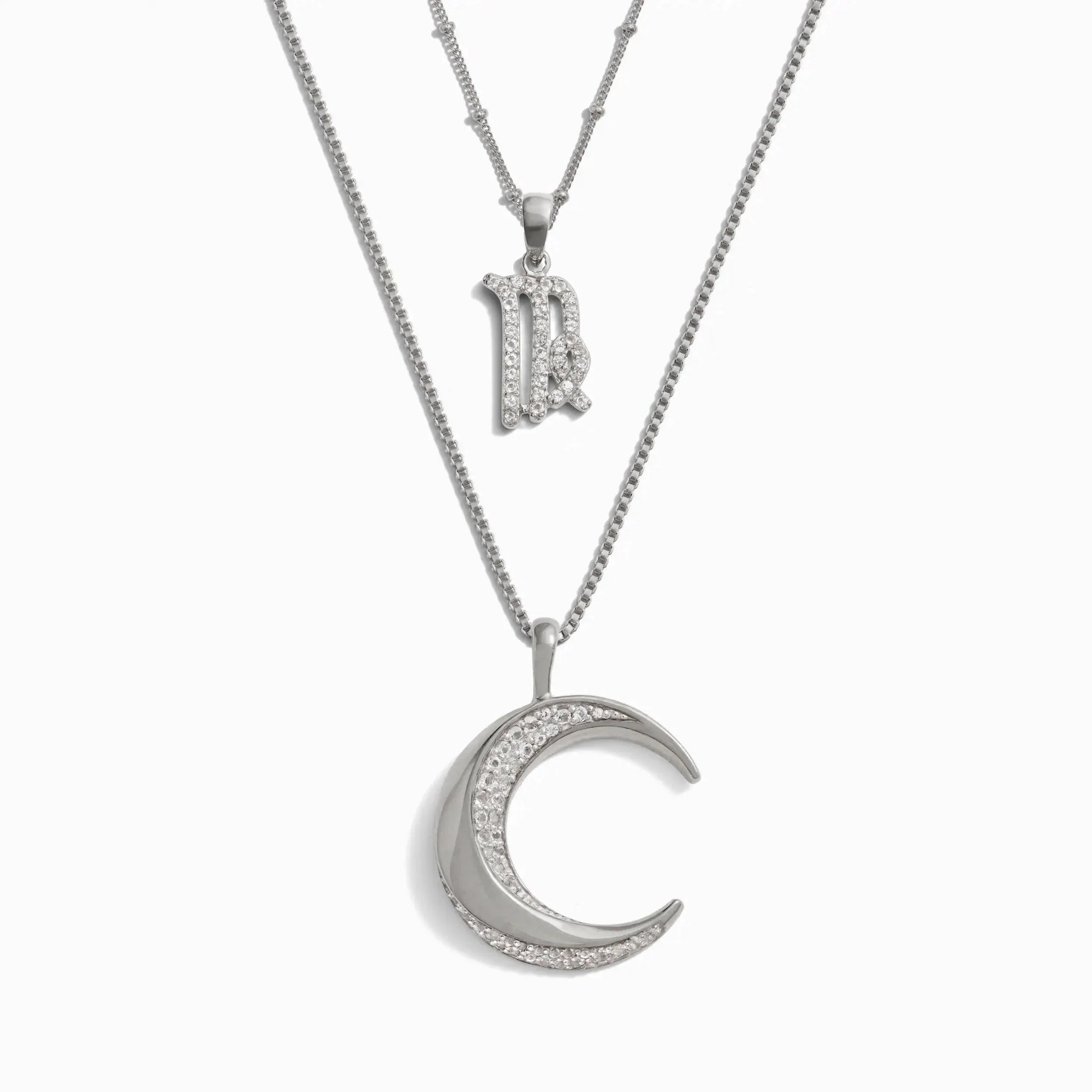 Twisted Moon and Gemstone Zodiac Set | Sterling Silver