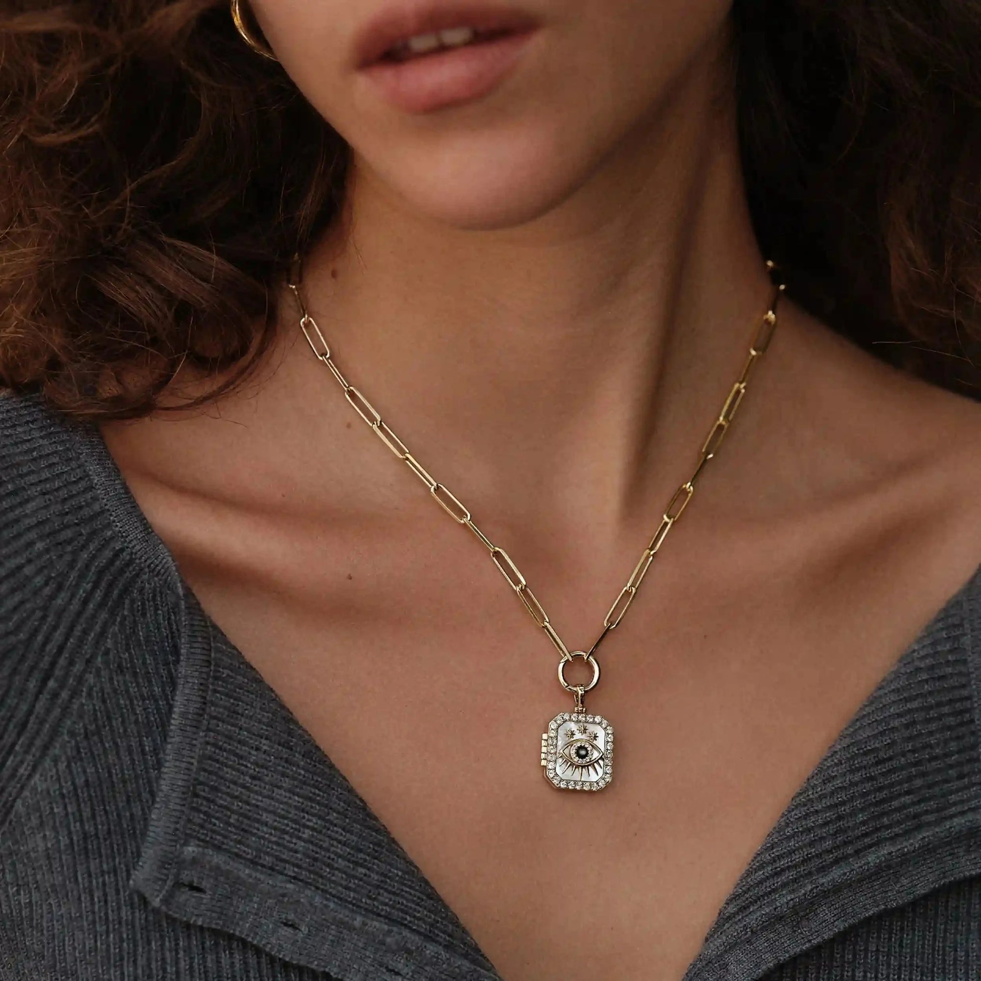 Third Eye Locket Single Charm Necklace | Sterling Silver