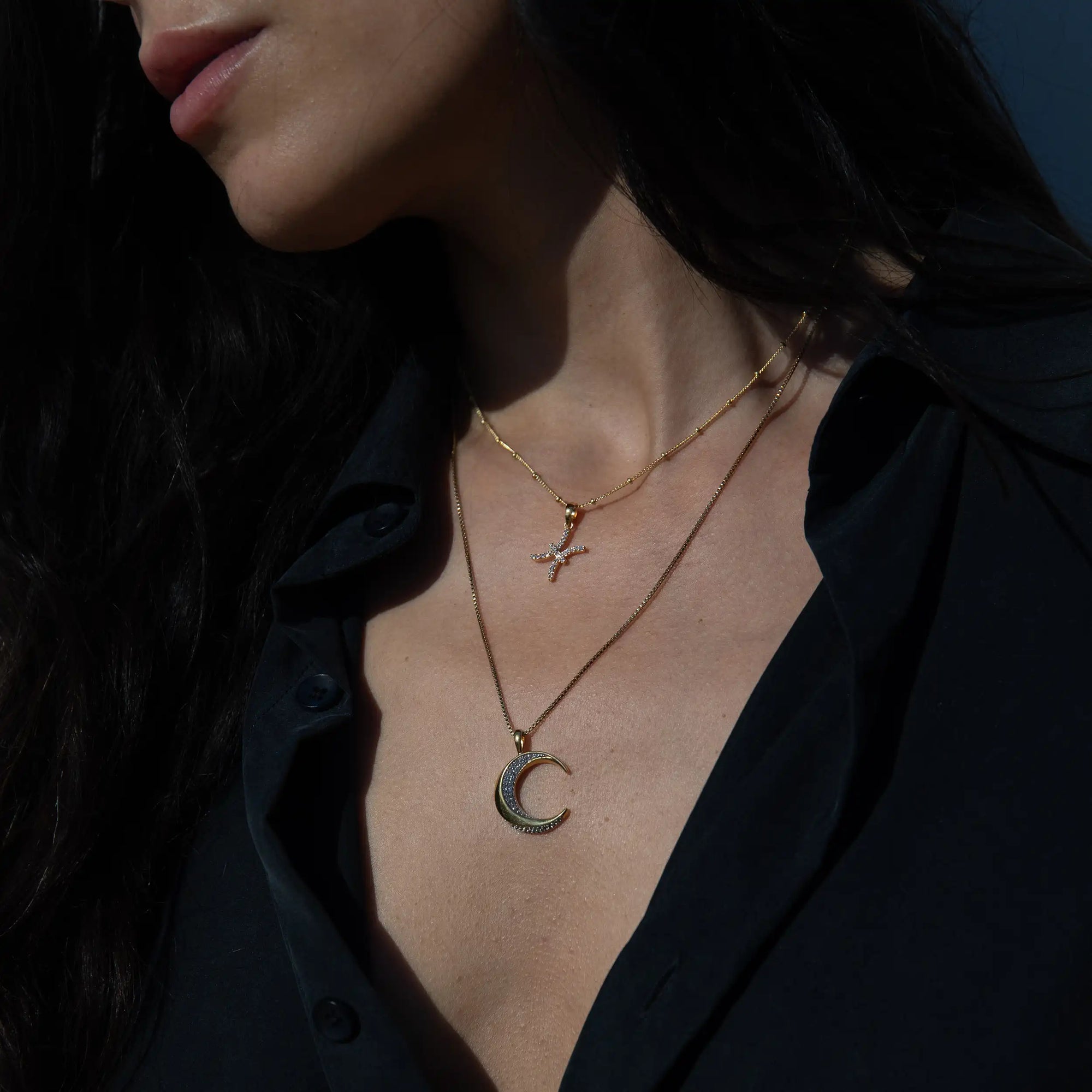 Twisted Moon and Gemstone Zodiac Set | 14K Yellow Gold Vermeil