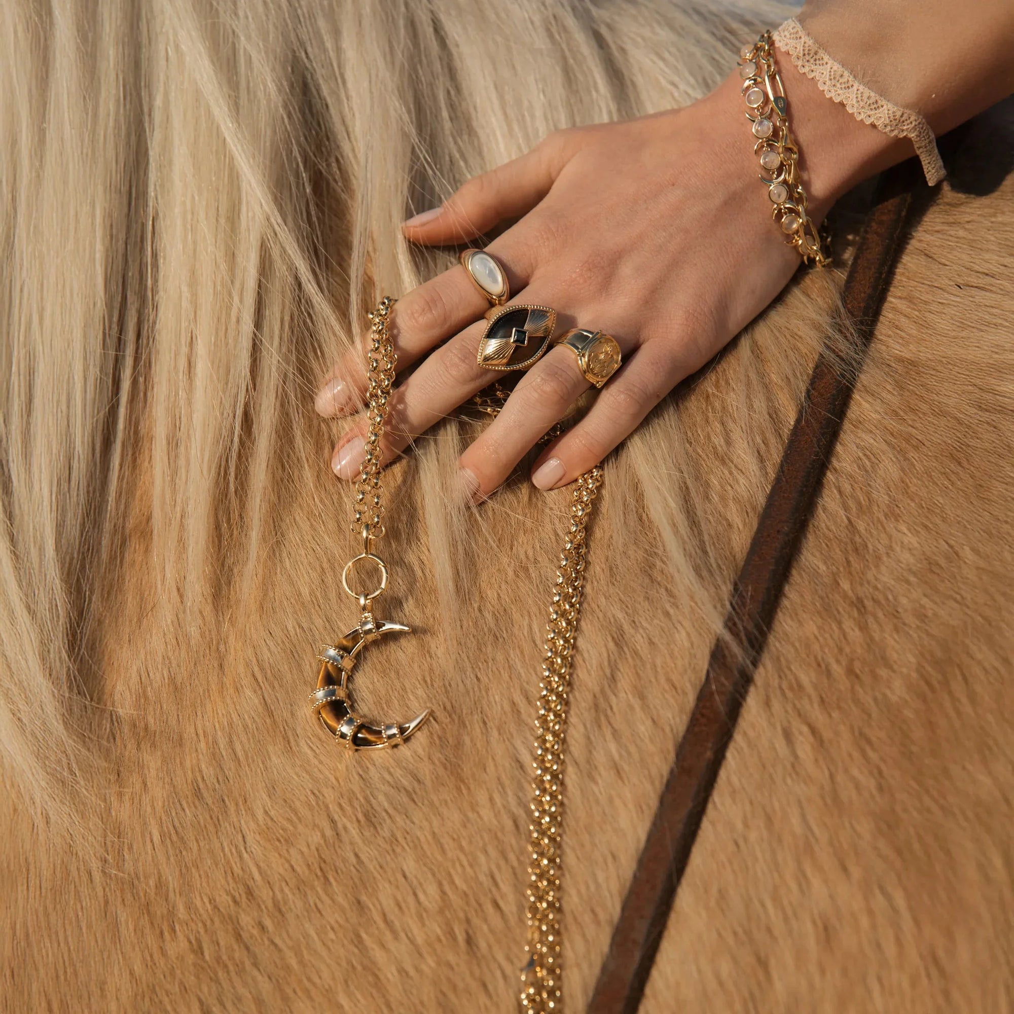 Long Boho Moon Charm Necklace | Sterling Silver