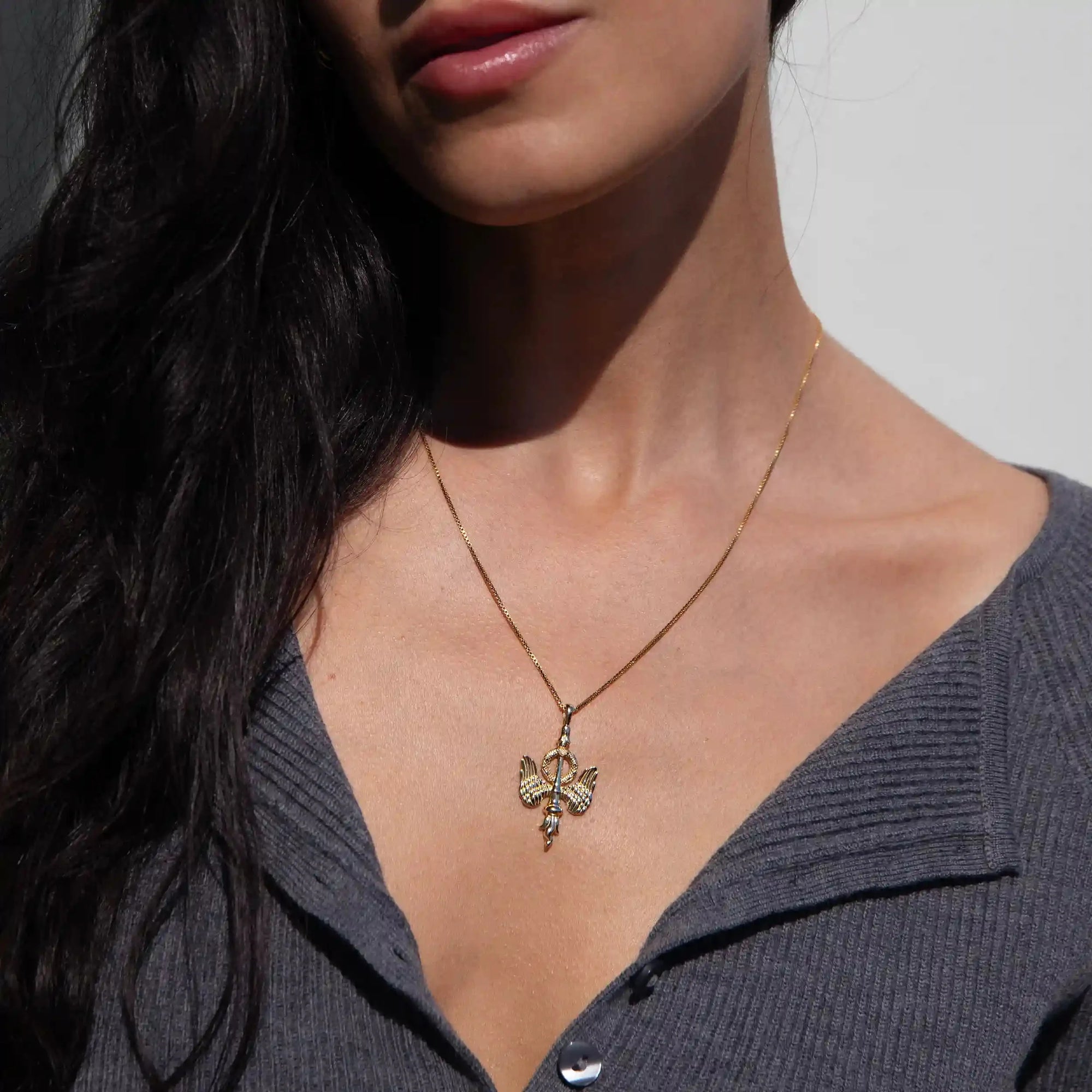 Inverted Torch Necklace | 14K Yellow Gold Vermeil