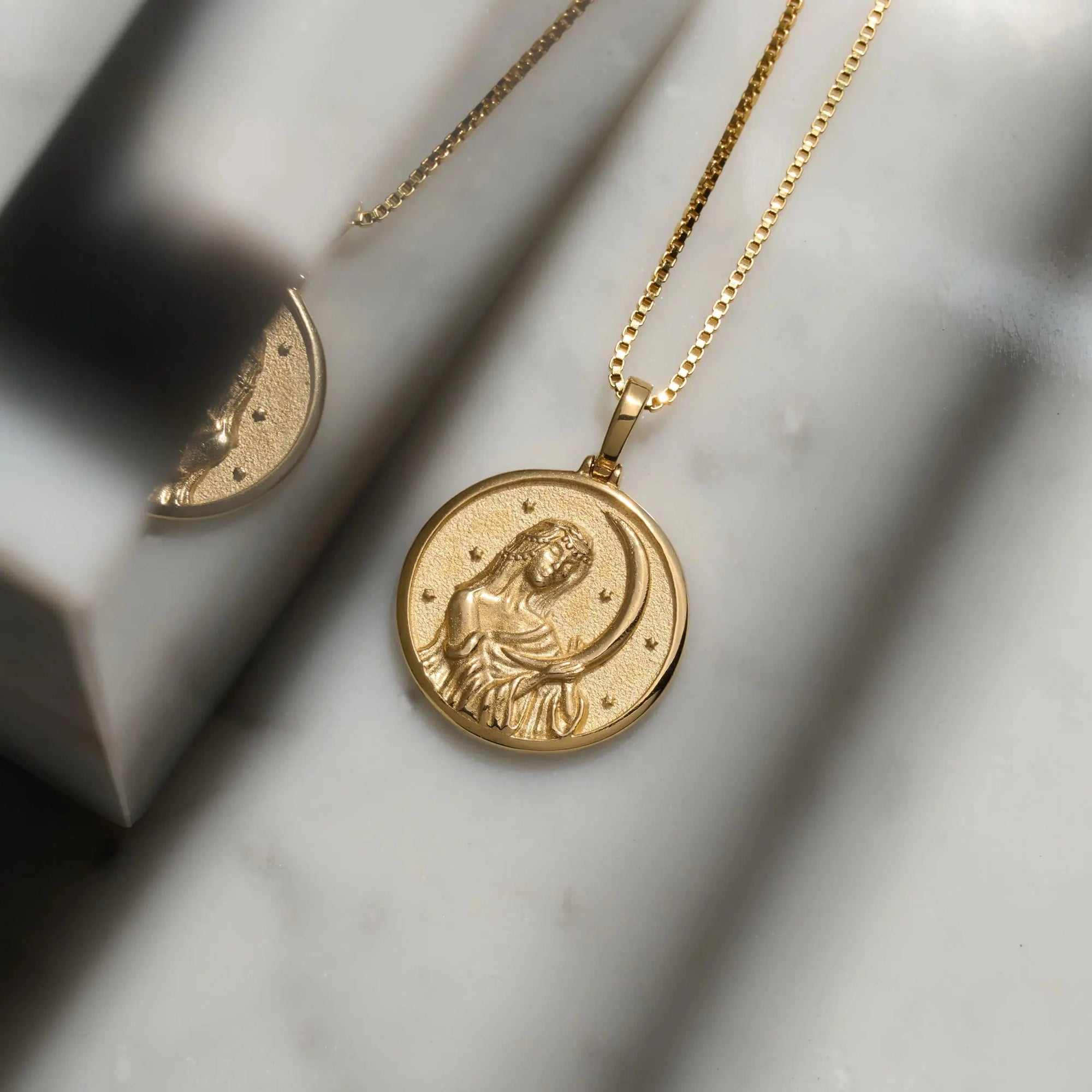 Goddess Coin Pendant | 14K Yellow Gold Vermeil