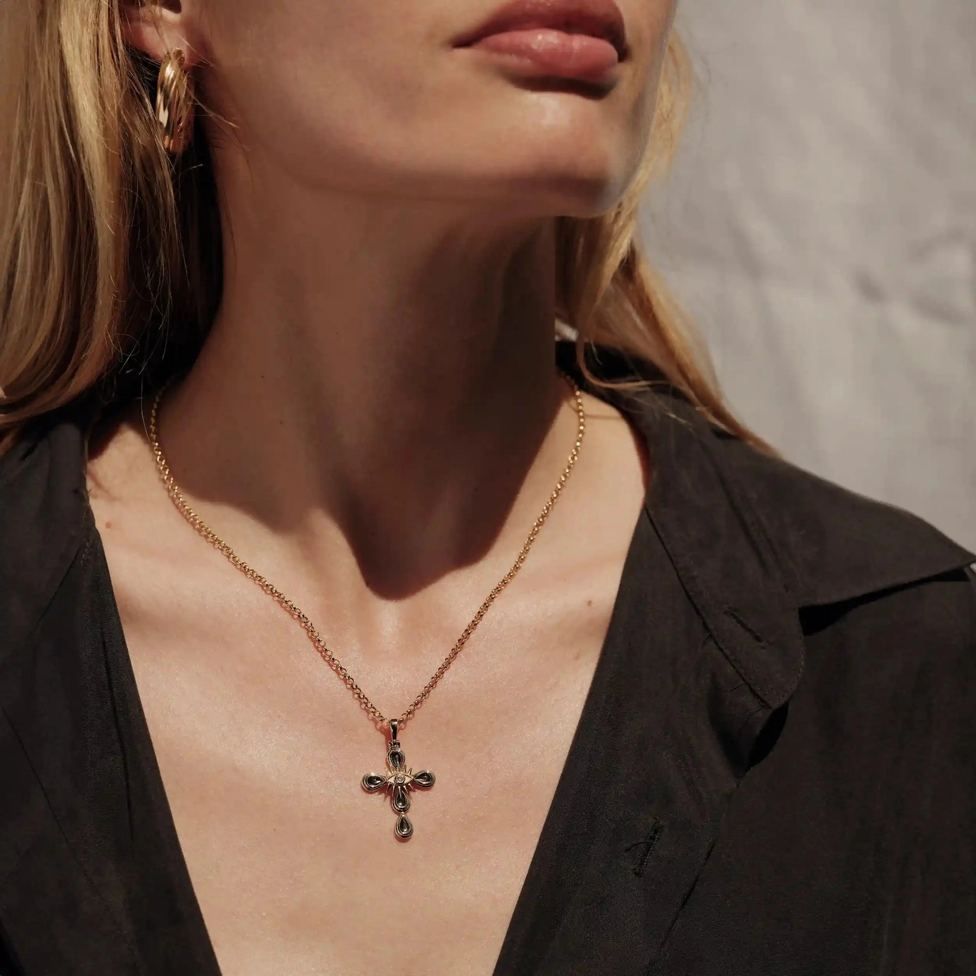 Third Eye Cross Necklace | 14K Yellow Gold Vermeil