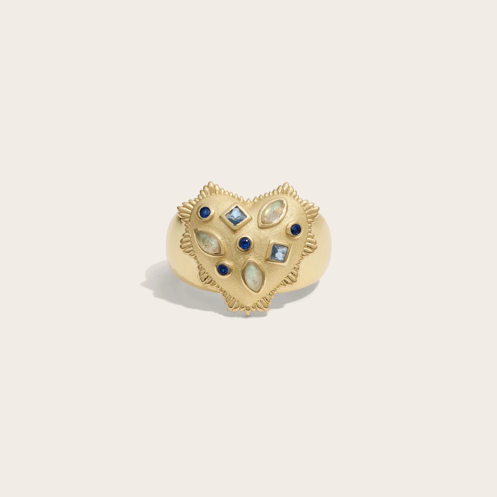 Blue Radiant Heart Ring | 14K Yellow Gold Vermeil