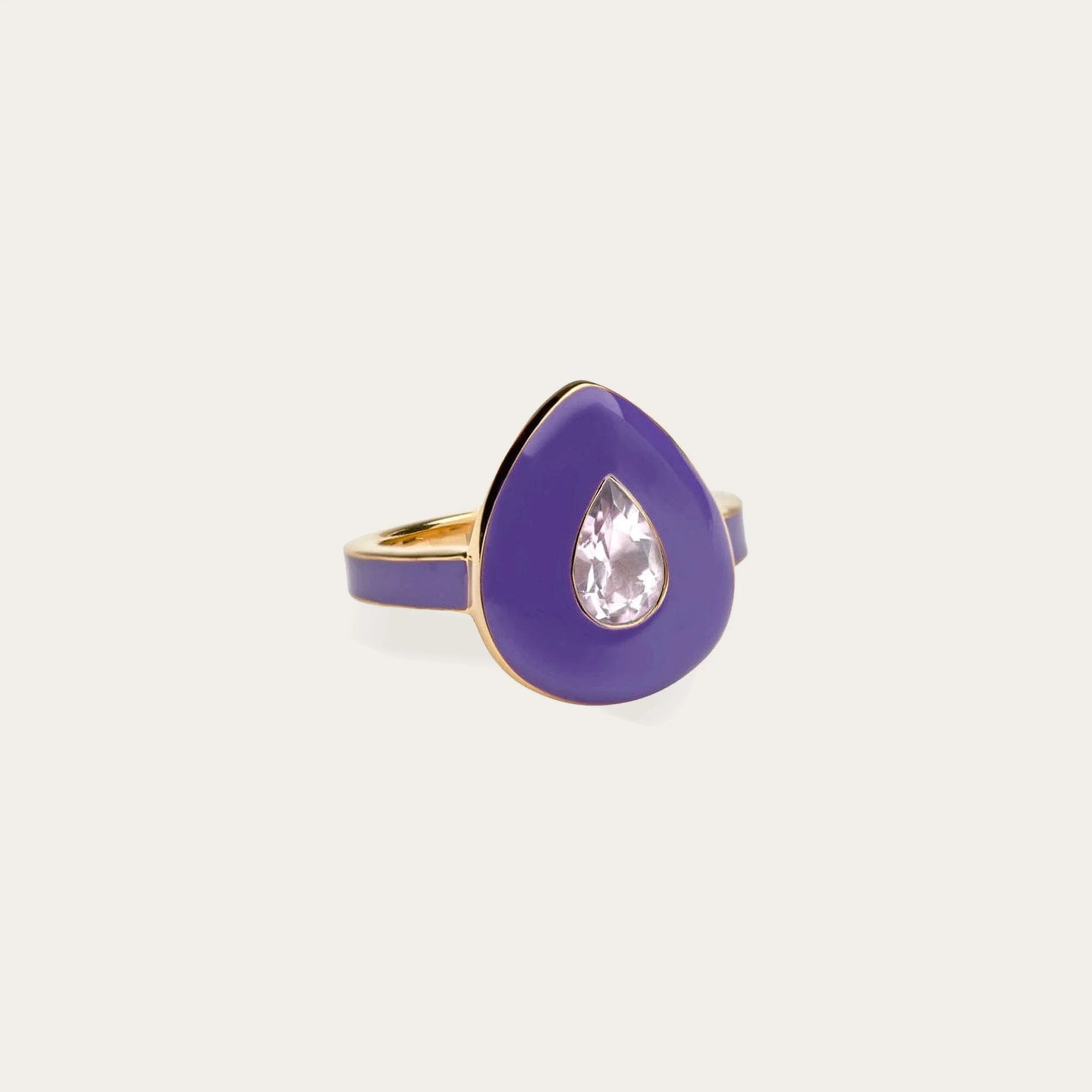 Violet Amethyst Aura Ring | 14K Yellow Gold Vermeil