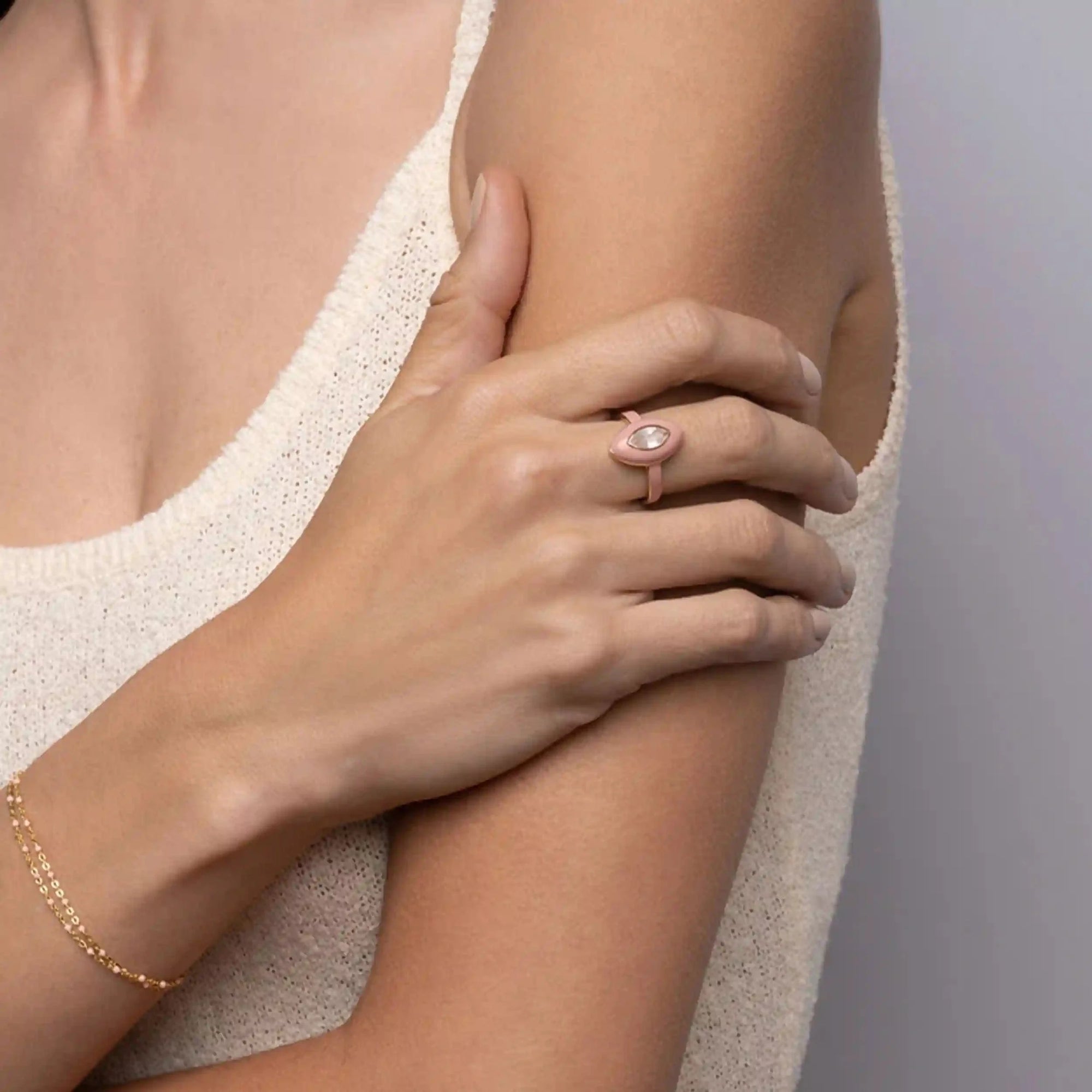 Blush Quartz Aura Ring | 14K Yellow Gold Vermeil