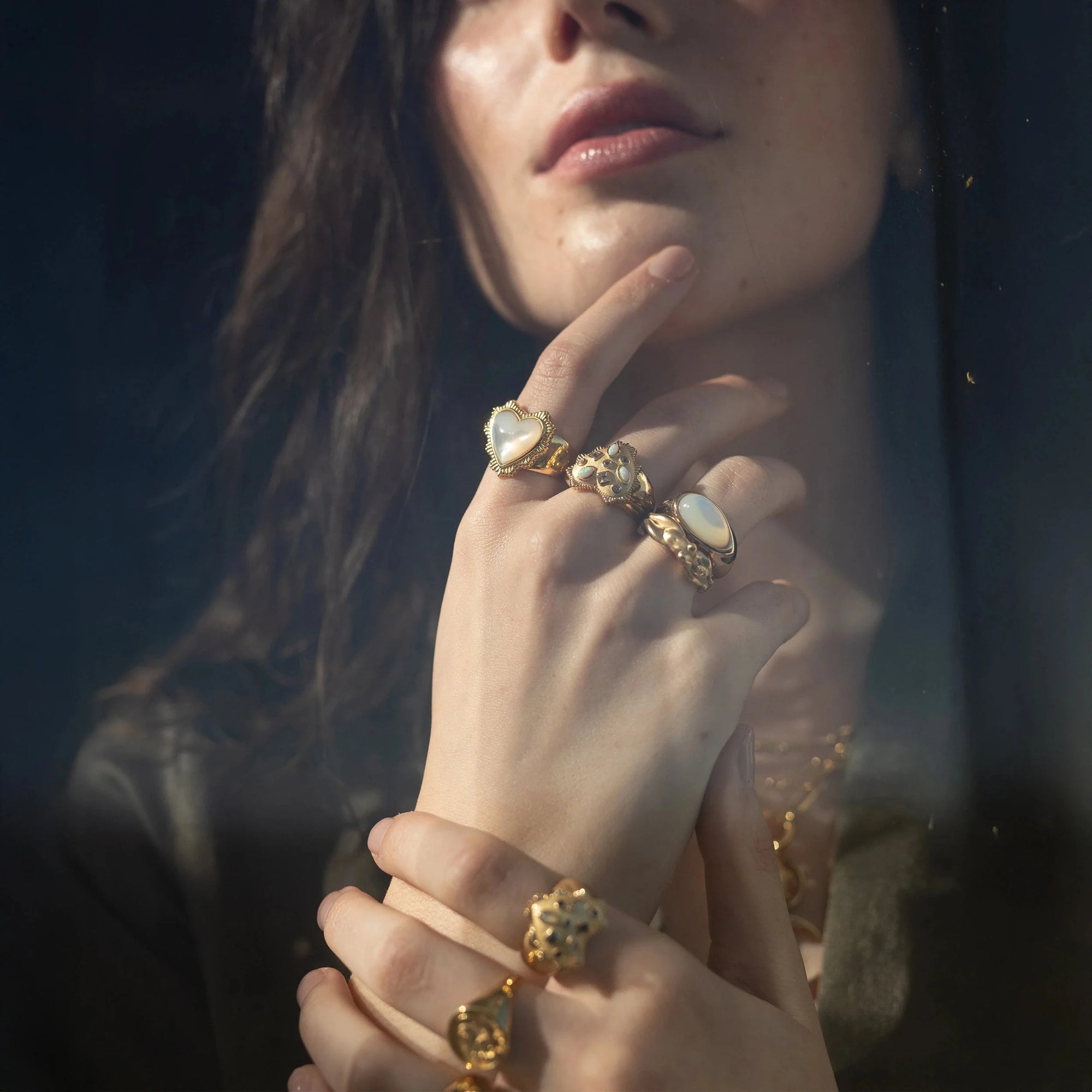 White Radiant Heart Ring | 14K Yellow Gold Vermeil