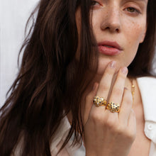 White Radiant Heart Ring | 14K Yellow Gold Vermeil