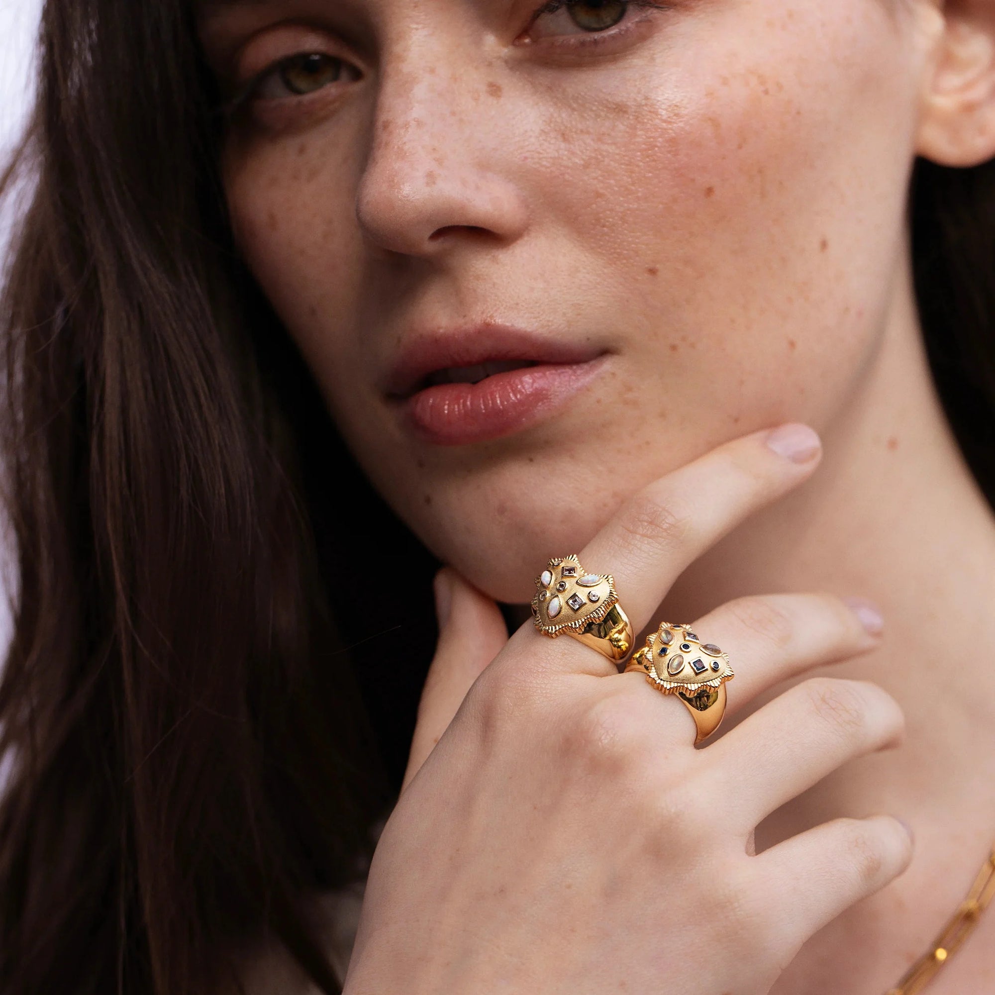 White Radiant Heart Ring | 14K Yellow Gold Vermeil