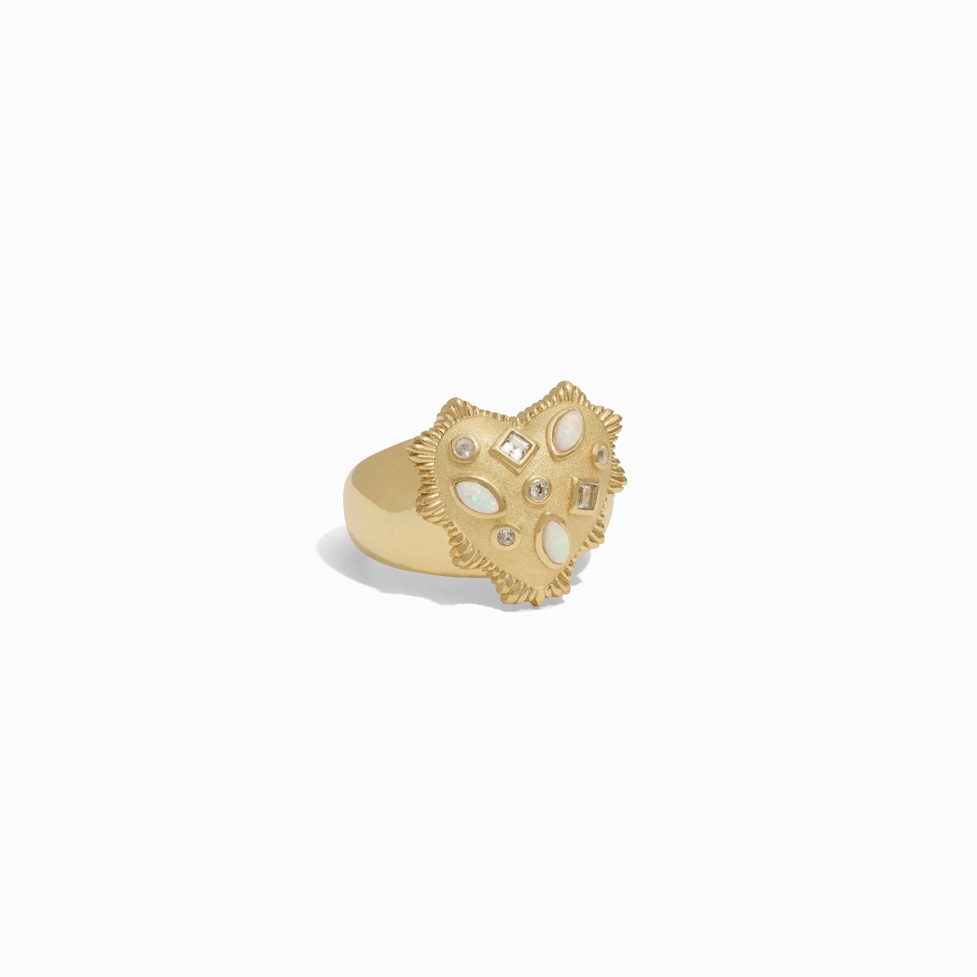 White Radiant Heart Ring | 14K Yellow Gold Vermeil