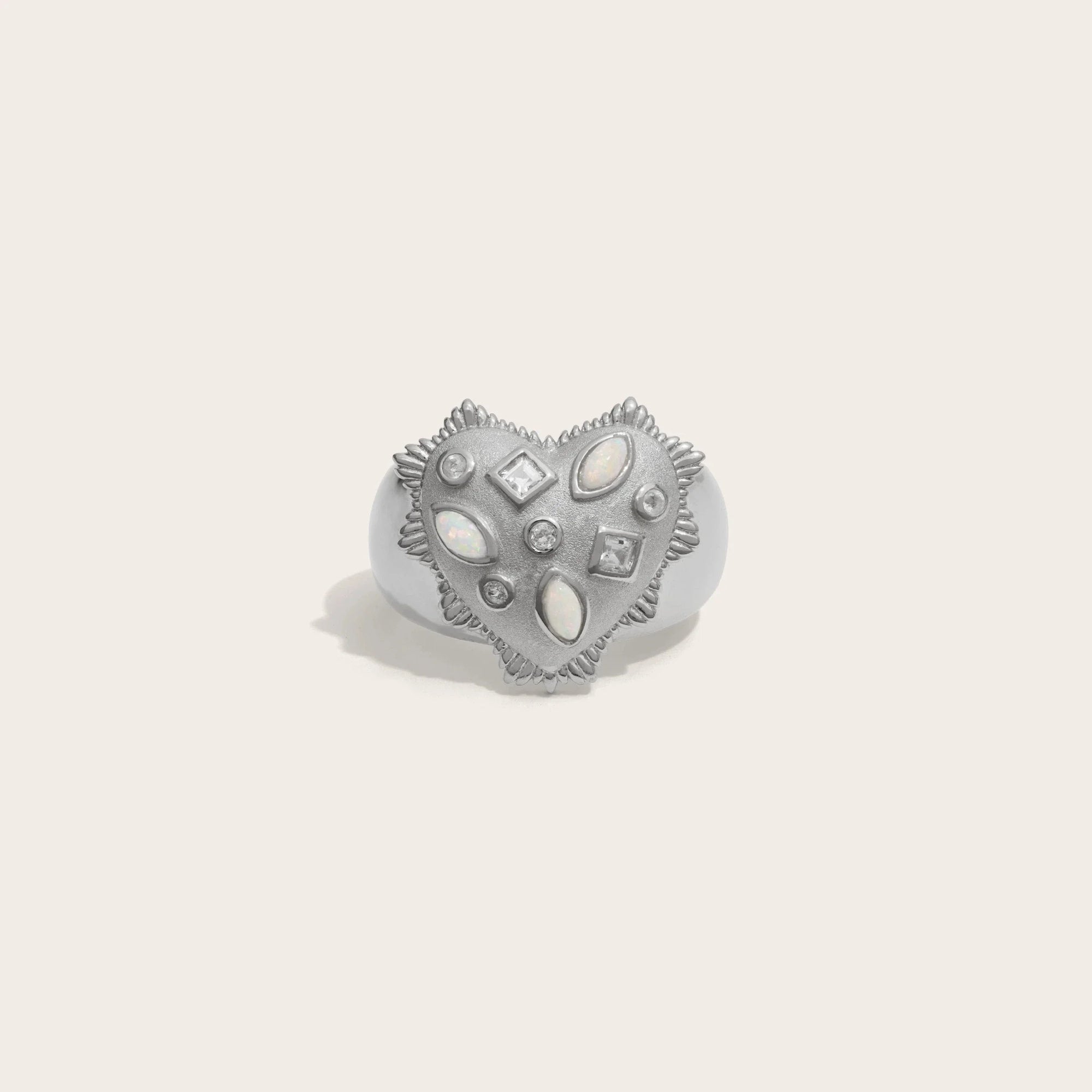 White Radiant Heart Ring | Sterling Silver