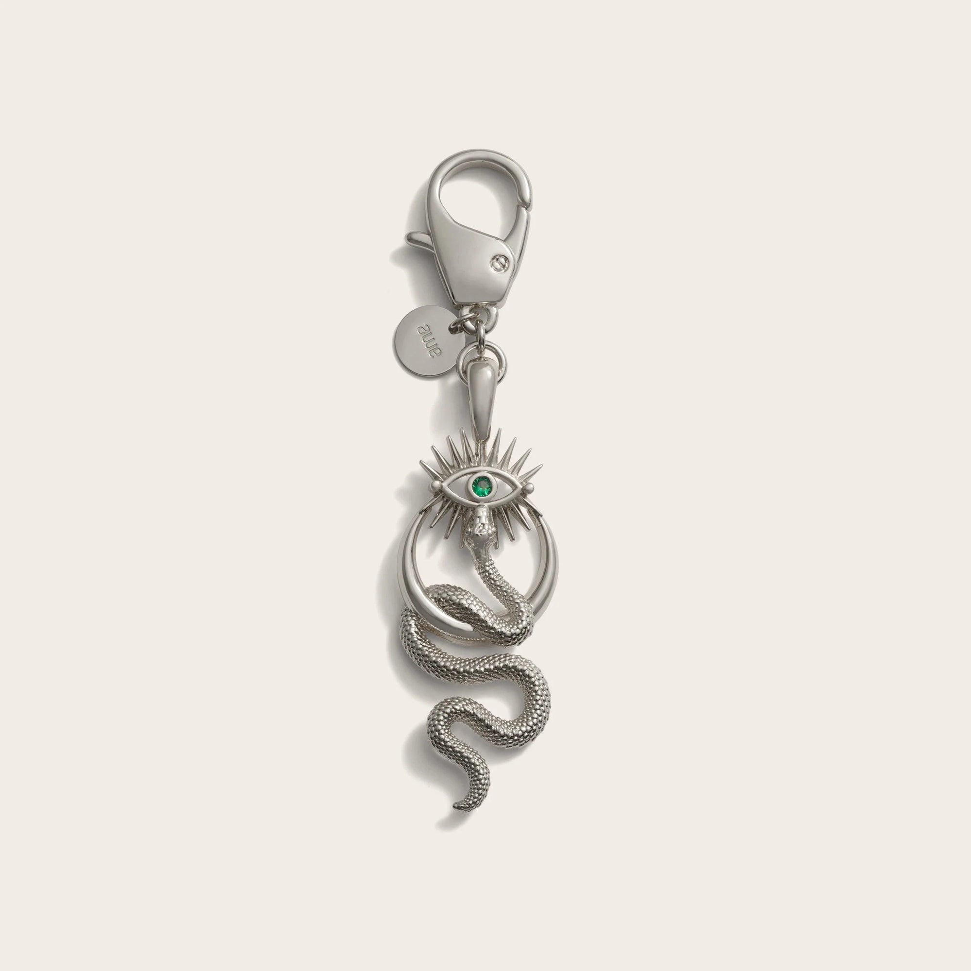 Crescent Snake Eye Bag Charm | Brass/Rhodium