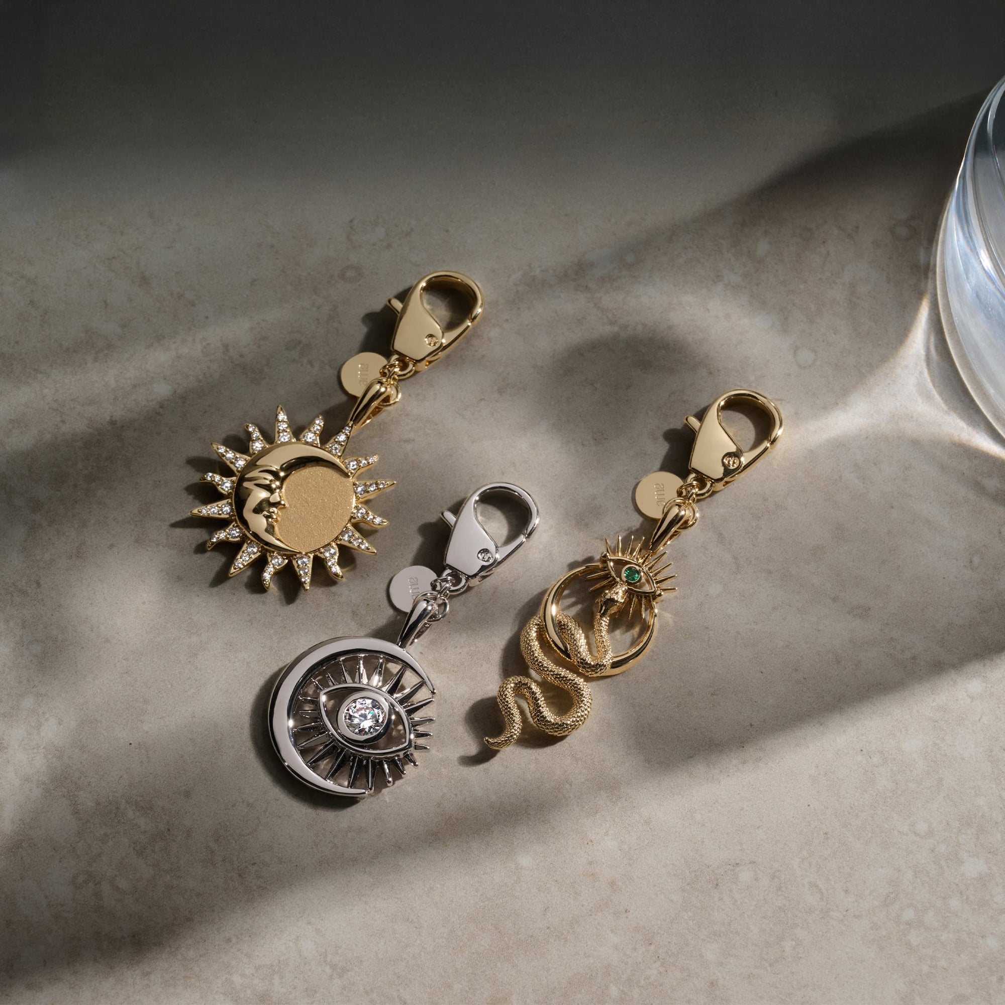 Crescent Snake Eye Bag Charm | Brass/Gold Vermeil