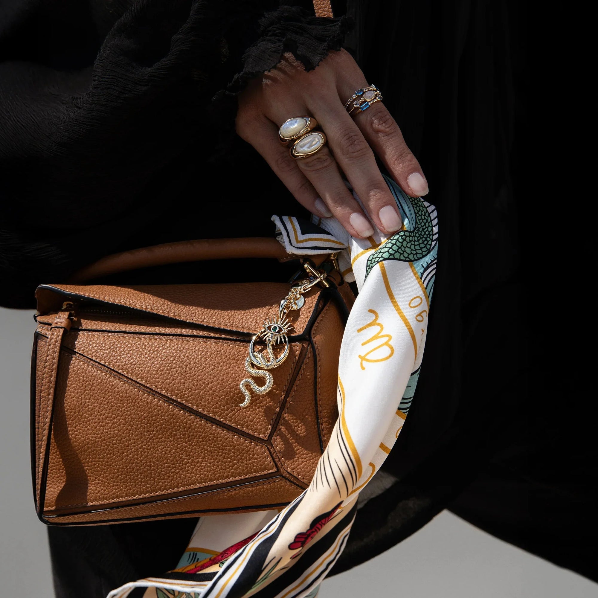 Crescent Snake Eye Bag Charm | Brass/Gold Vermeil