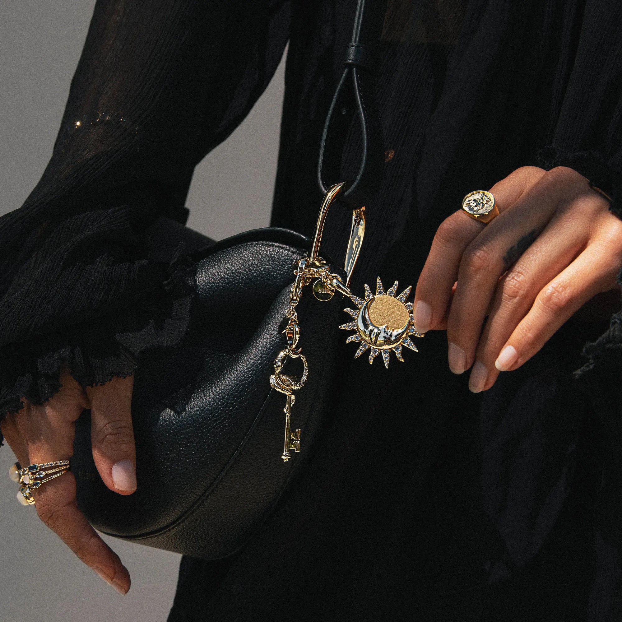 Sun & Moon Bag Charm | Brass/Gold Vermeil