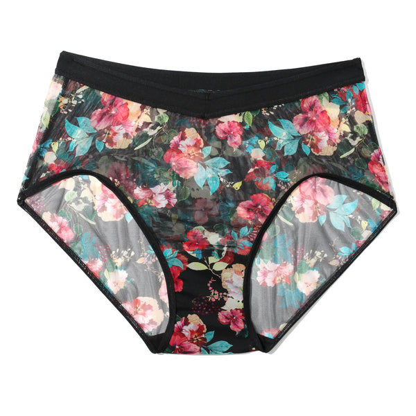 Mesh High Cut French Brief | Botanic Romantic (Black)