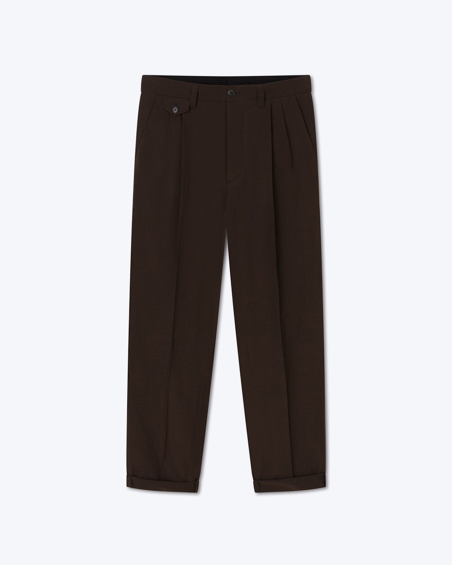 Gini Cotton Crepe Tailored Pants | Dark Brown