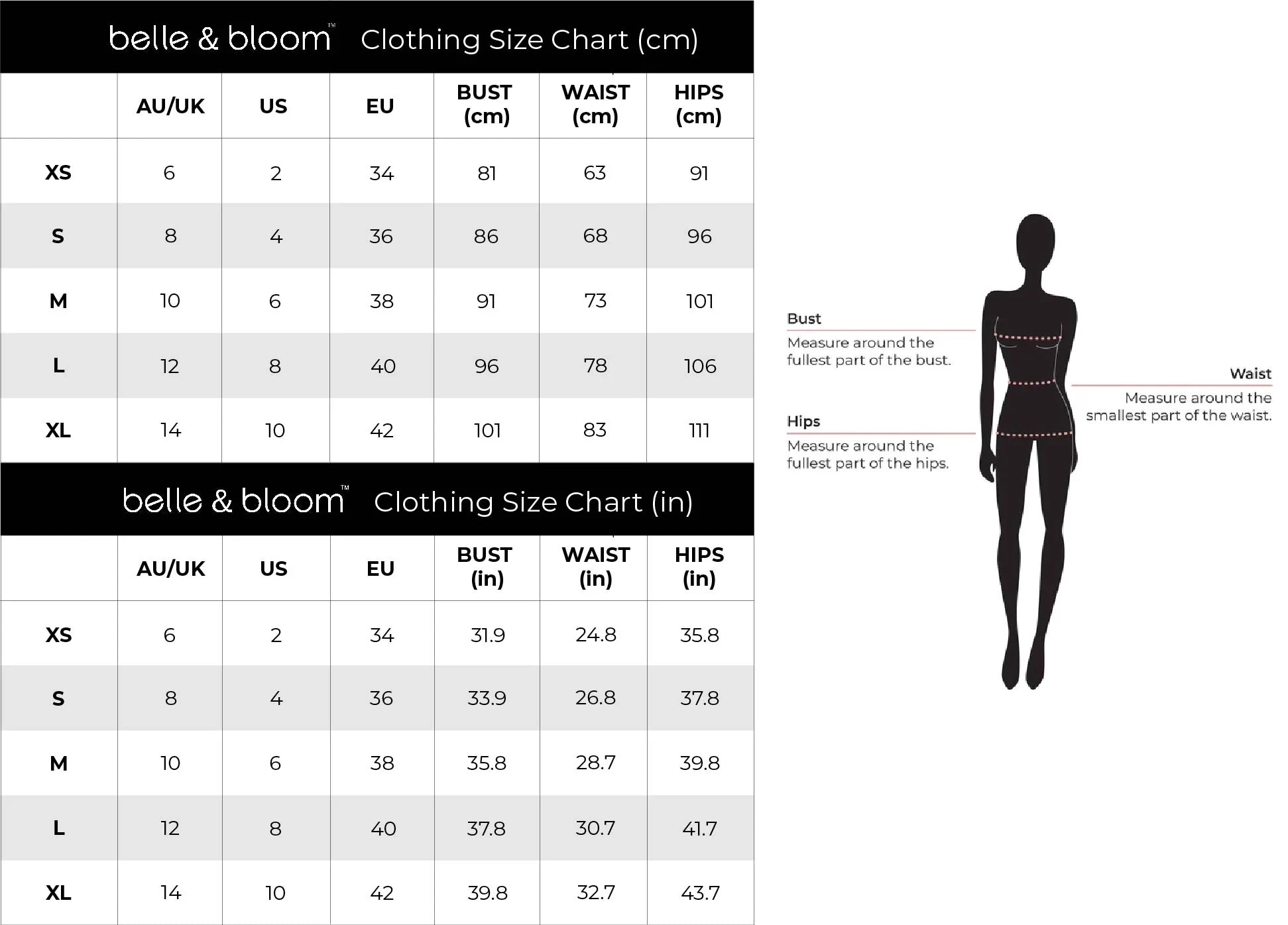 Product size guide