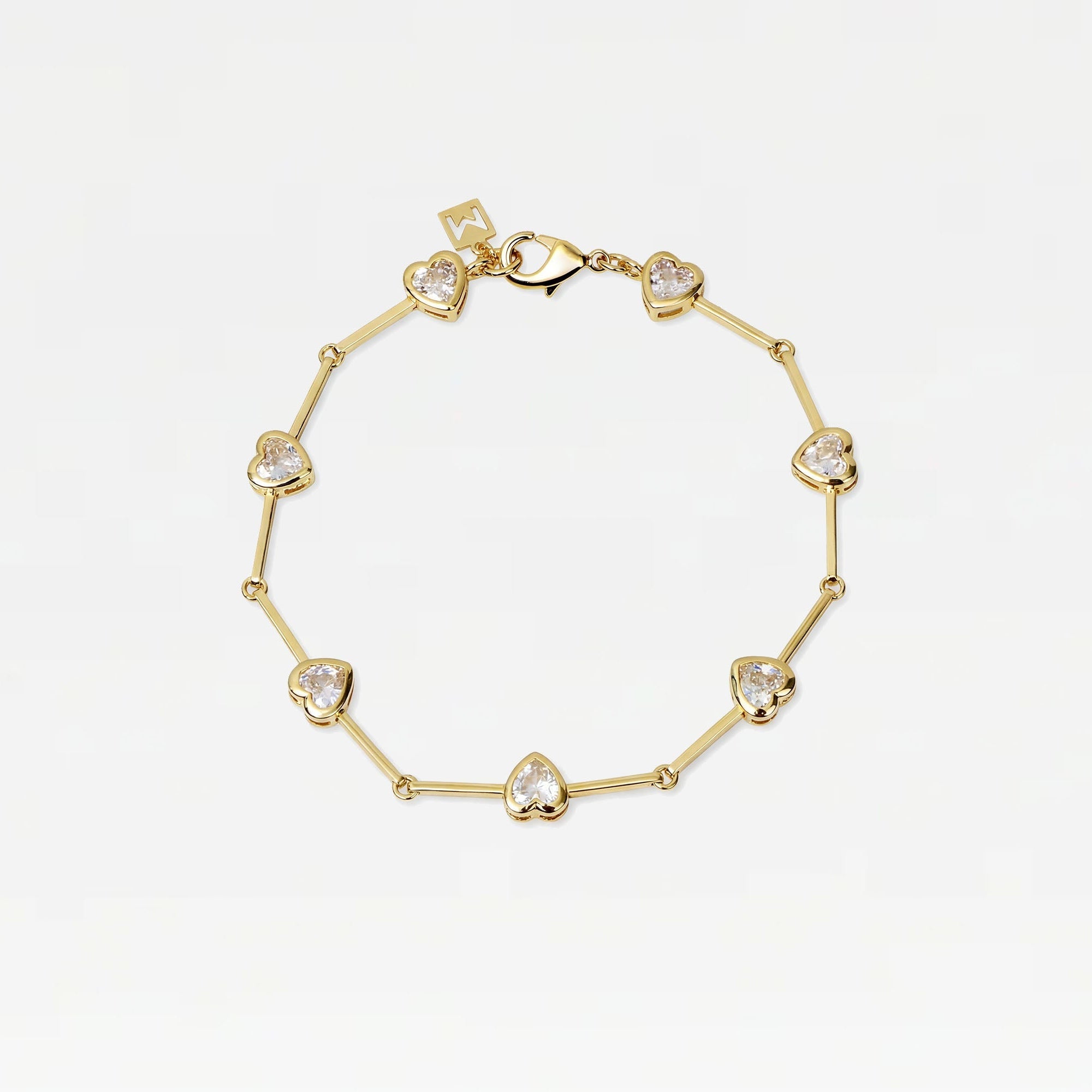 The Bezel Heart Link Bracelet | 18Kt Gold Vermeil