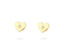 The Tiny Block Heart Initial Studs | 18KT Gold Vermeil