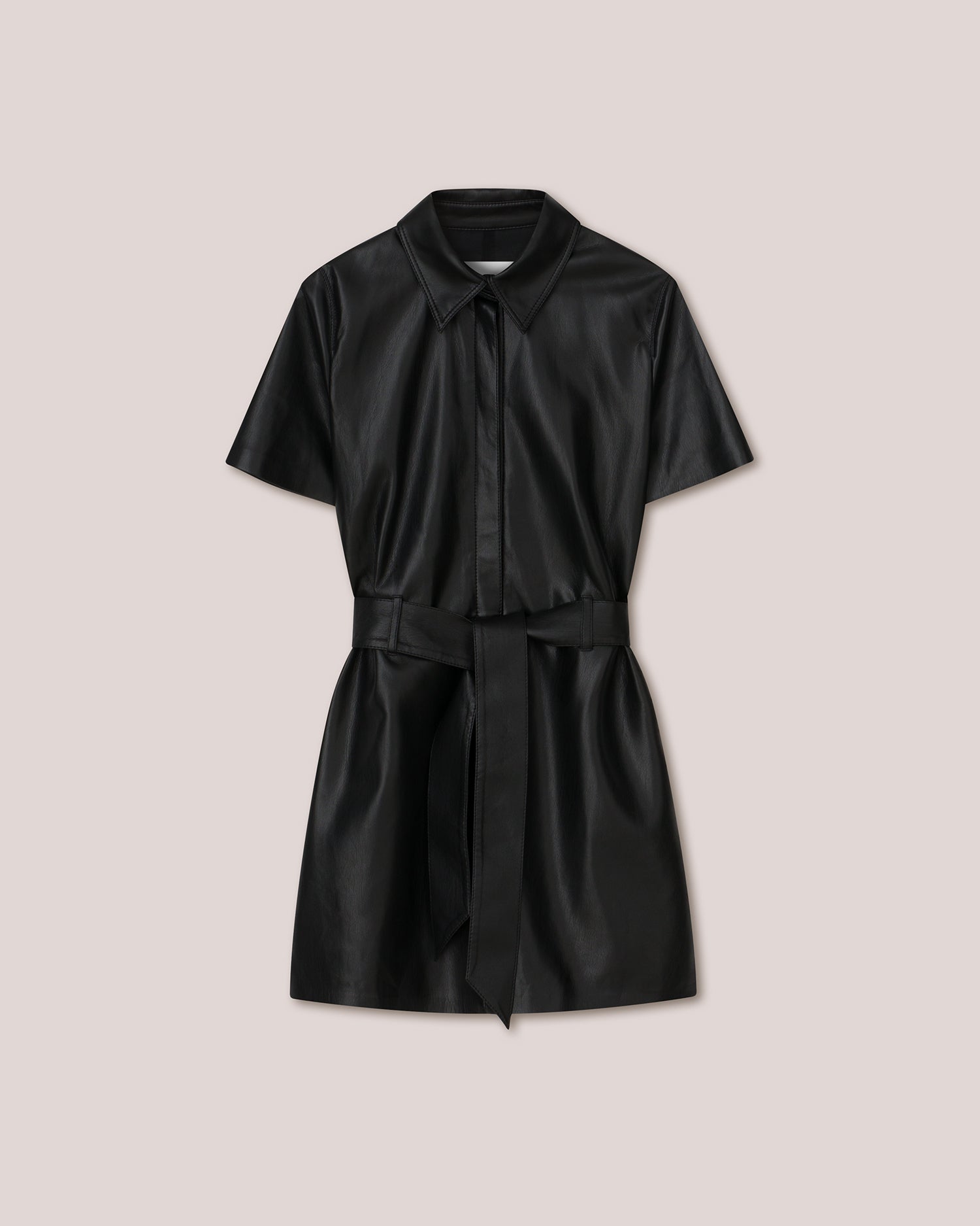 Halli Alt-Leather Shirt Dress | Black