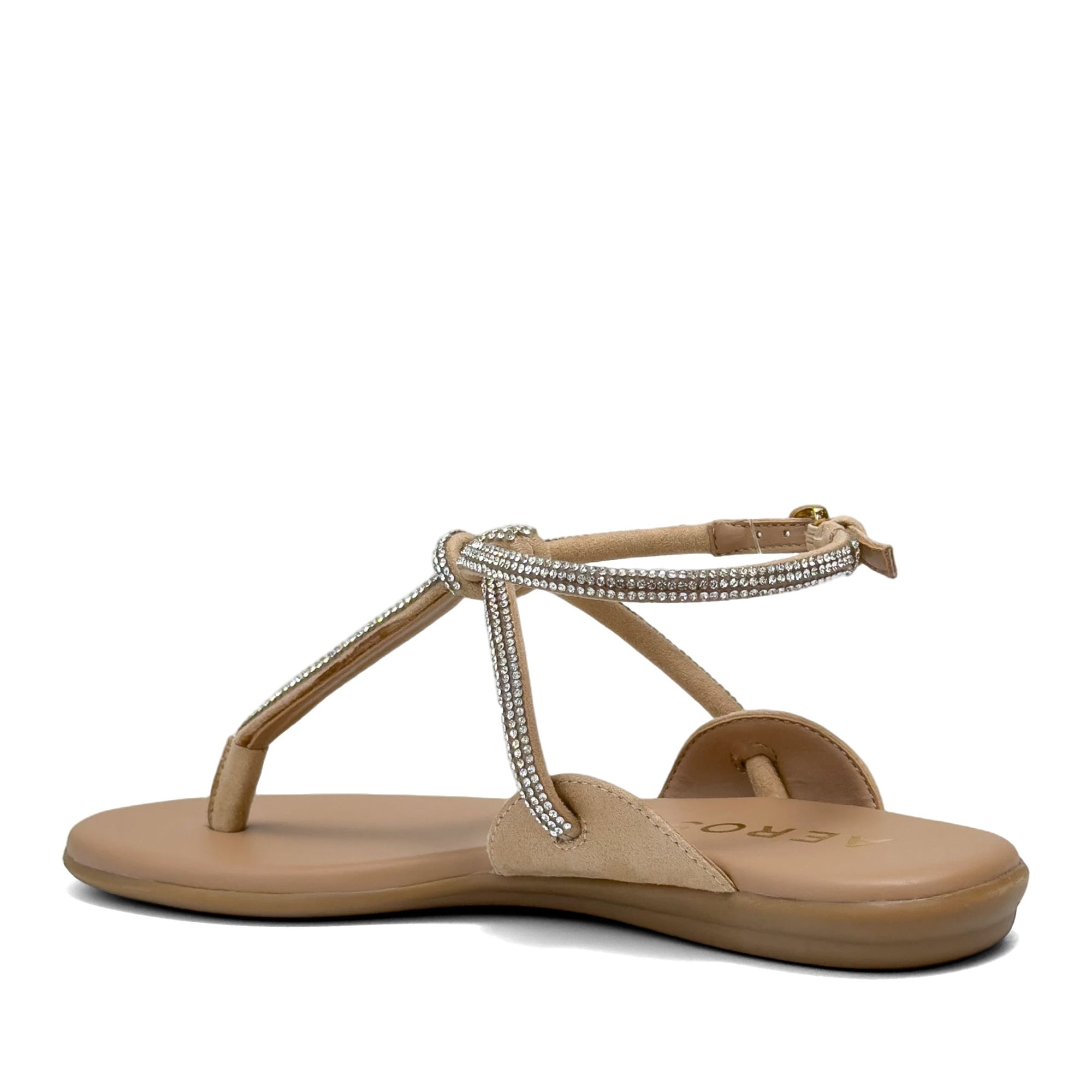 Gioiosa Sandal Wedge | Beige Bisque Faux Suede/Crystals