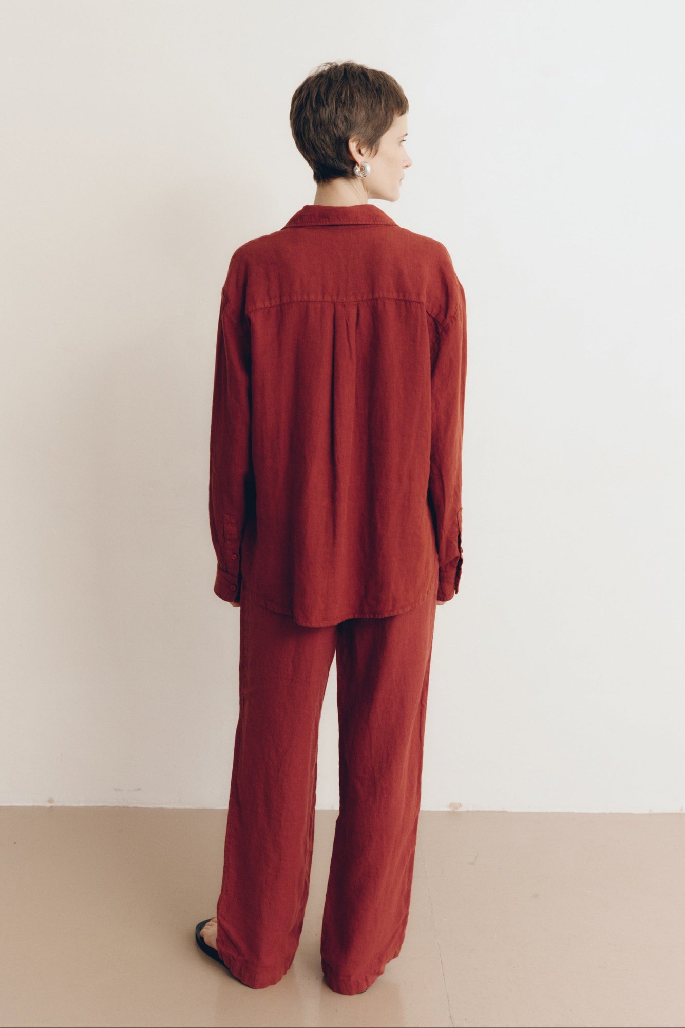 Cecile Oversized Linen Shirt | Sun Dried Tomato