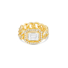 The Halo Colored Stone Cuban Link Chain Ring (Chapter II By Greg Yüna x The M Jewelers) | 18KT Gold Vermeil