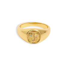 The Embossed Cross Signet Ring | 18KT Gold Vermeil & Sterling Silver