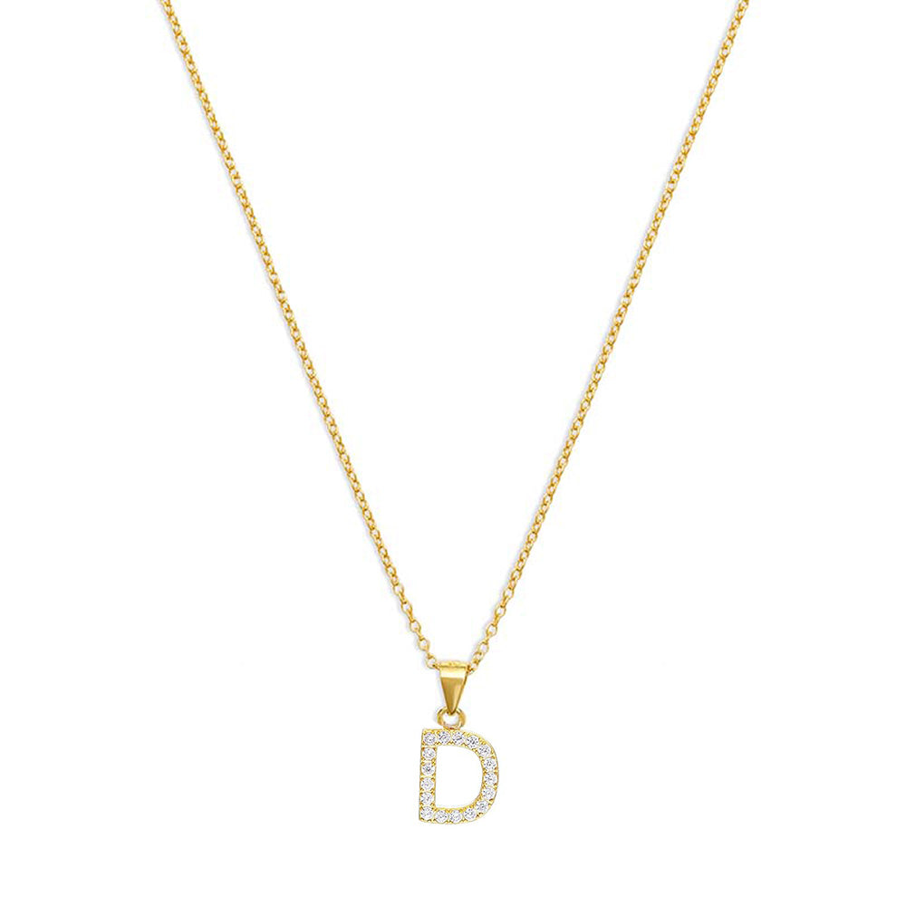 The Pave Single Block Initial Necklace | 18KT Gold Vermeil & Sterling Silver