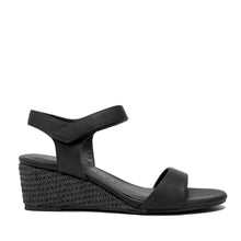 Wel Sandal Wedge | Black Faux Burnished Calf