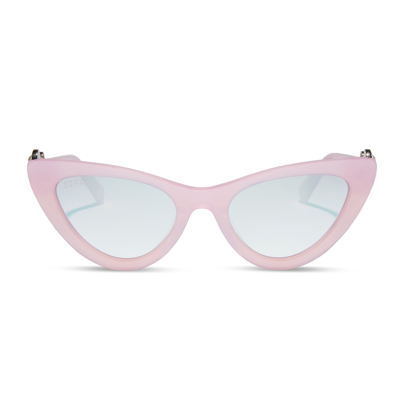 Womens | Glinda Upland For Good Sunglasses | Glassy Pink Crystal | Silver Flash Lenses