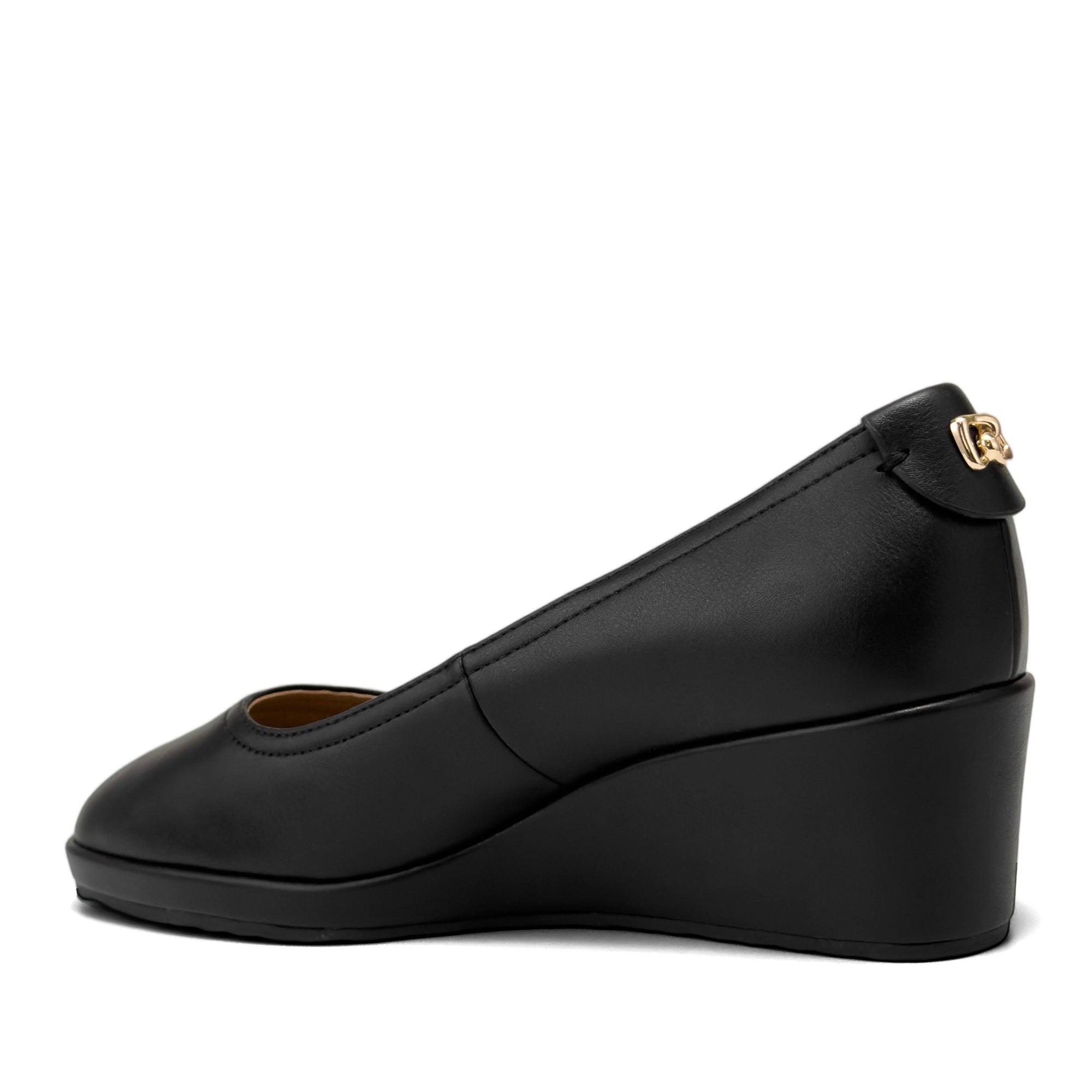 Roma Dress Wedge | Black/Black Faux Soft Nappa