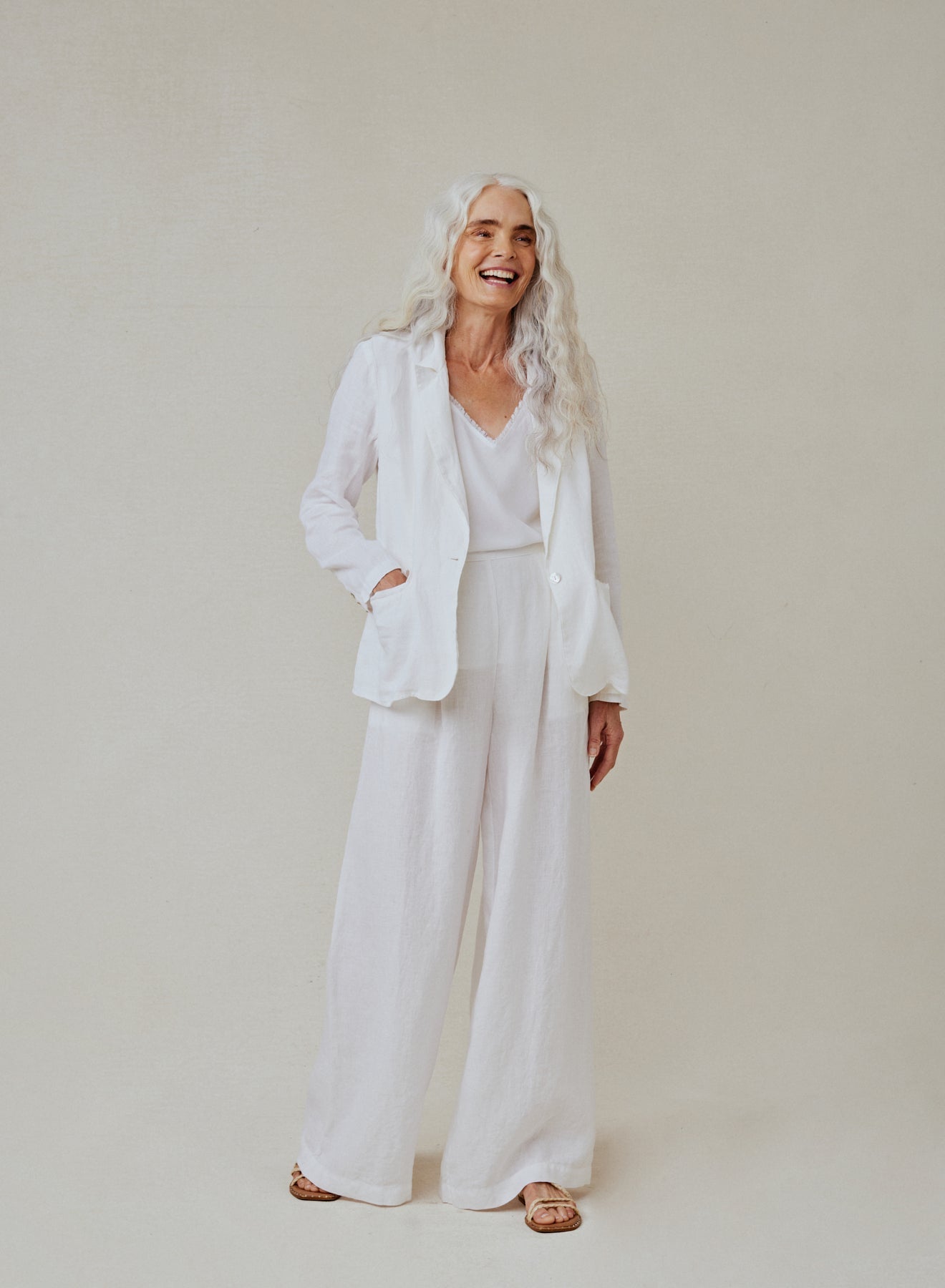 Easy Longline Blazer | White