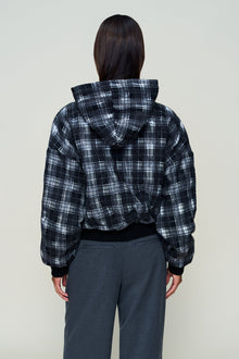 Womens | Charli Hooded Quilted Jacket | Black Plaid