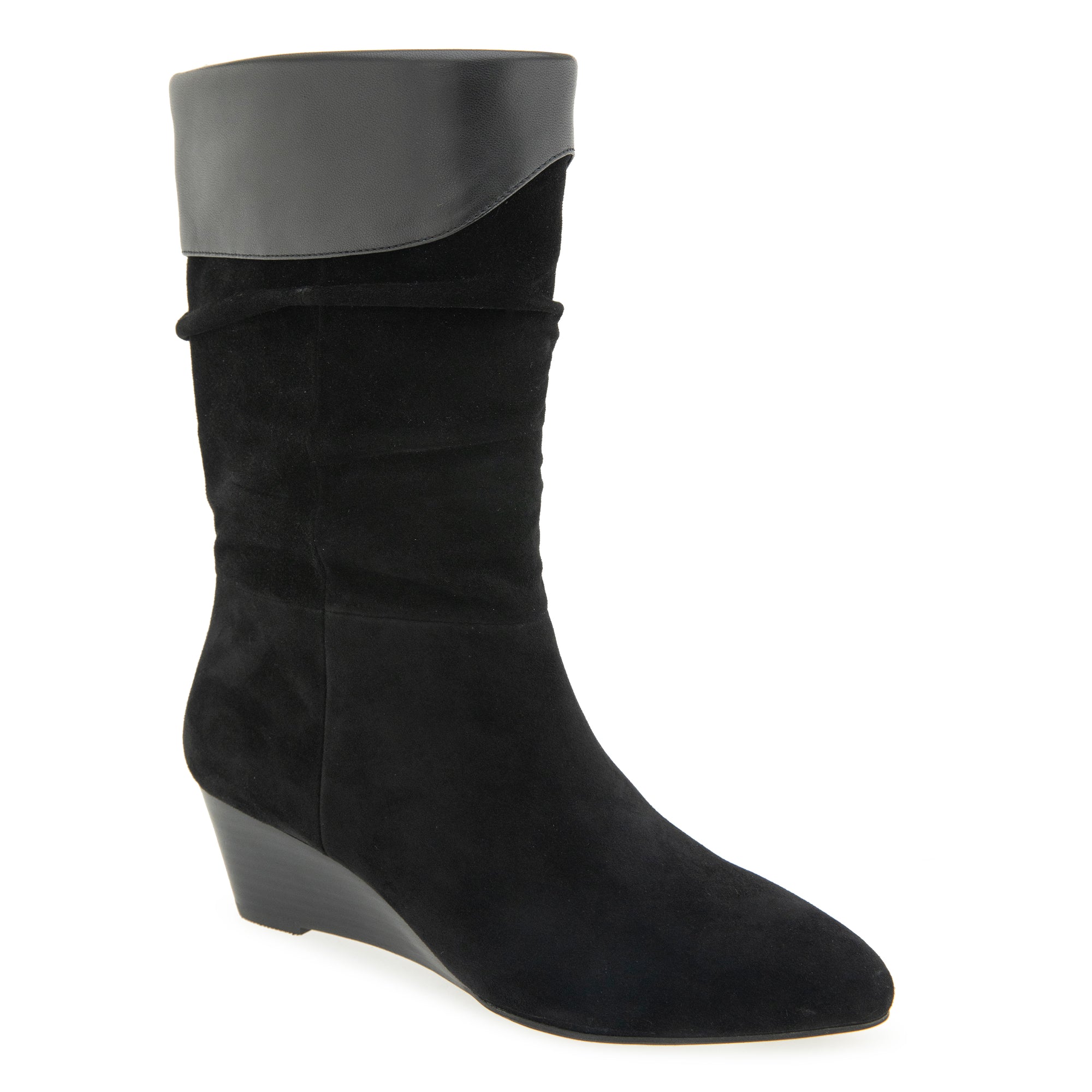 Carmela | Black Suede/Soft Nappa Leather