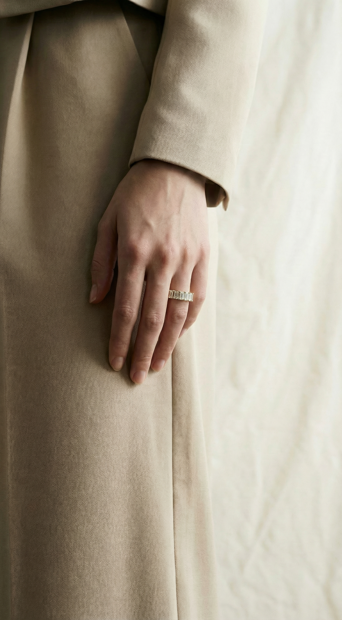 The Emerald Cut Pave Ring | Gold