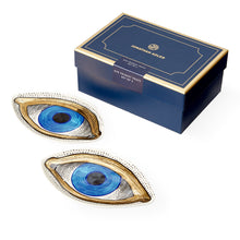 eye trinket tray set of two porcelain blue gold box open - view 3