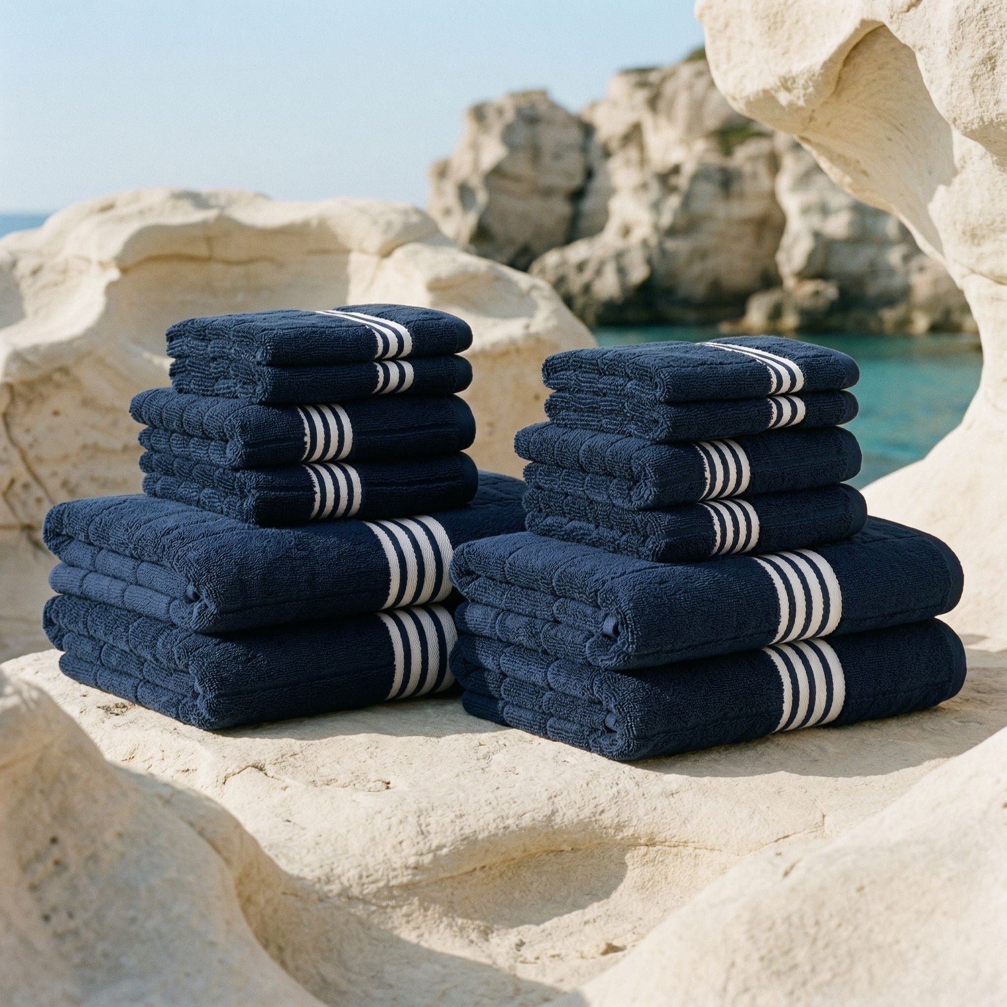 Nautilus Australian Cotton Towels | Navy/White