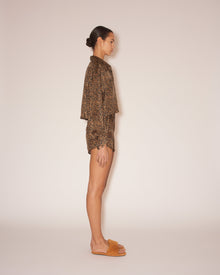 Mary Twill Silk Athletic Shorts | Brown Ocelot