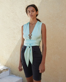 Corsica Laced Satin Top | Mint