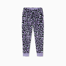 Sherpa Fleece Lounge Joggers | Lavender Leopard