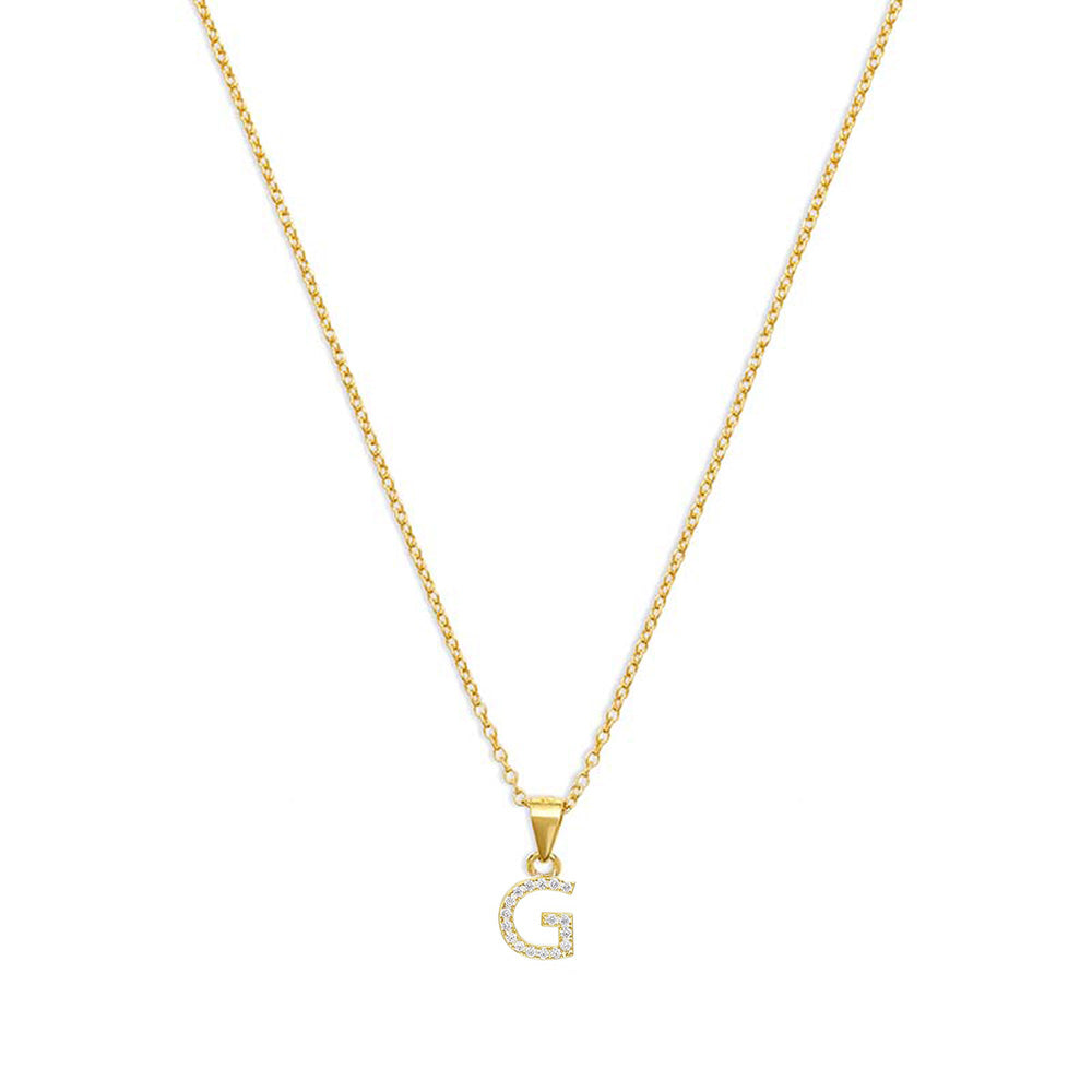 The Pave Single Block Initial Necklace | 18KT Gold Vermeil & Sterling Silver