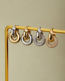 Two-Tone Interlock Hoops | Silver