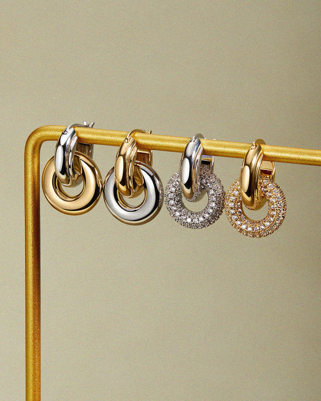 Two-Tone Interlock Hoops | Silver