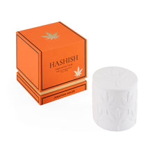 hashish ceramic candle white - front view
