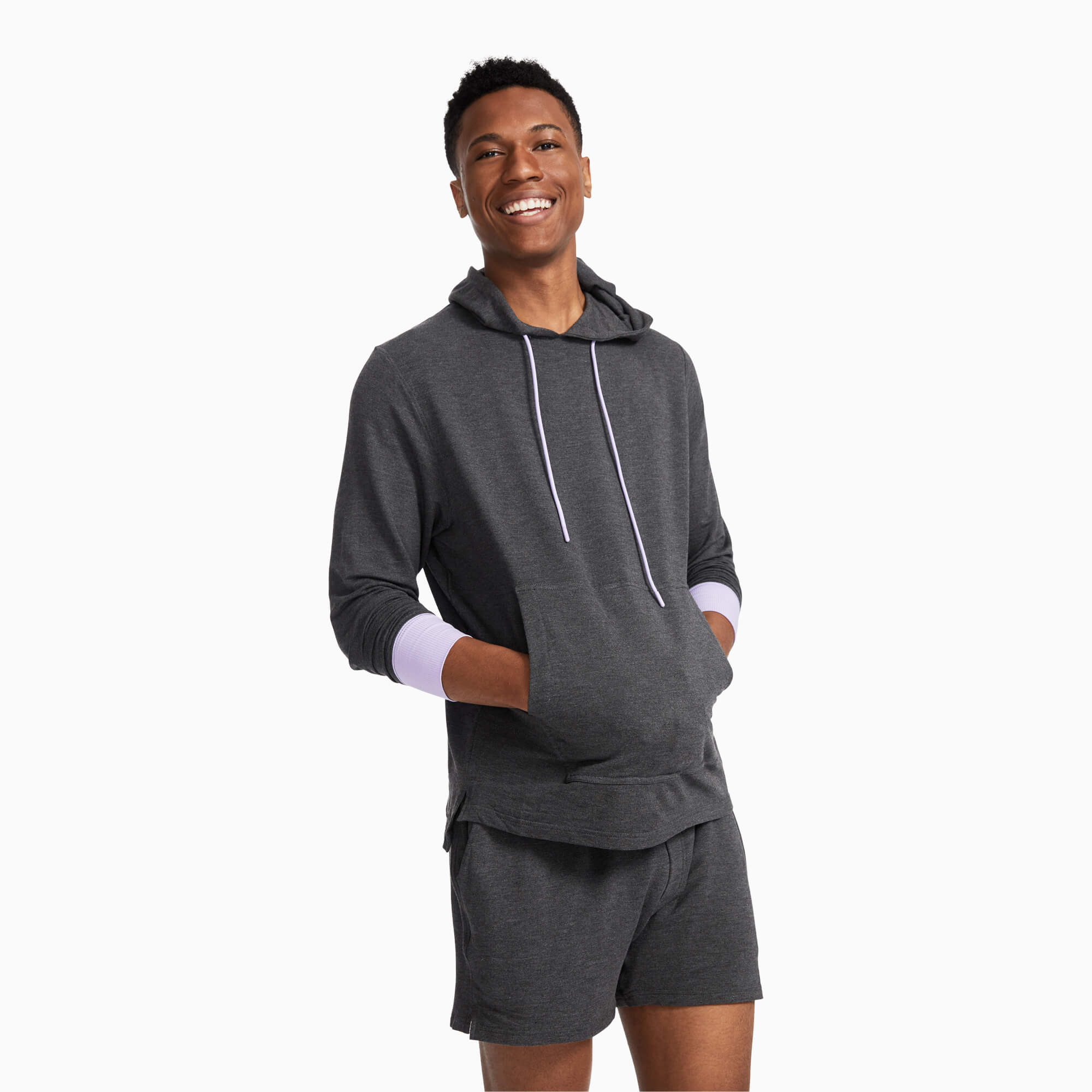 Modal French Terry House Hoodie | Gray/Lavender