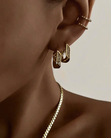 Pave Cuban Link Hoops - Gold | Plated Gold